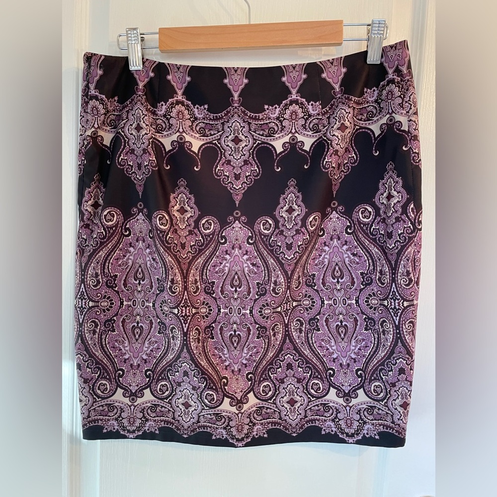 INC International Concepts Paisley Skirt in Purple and Black